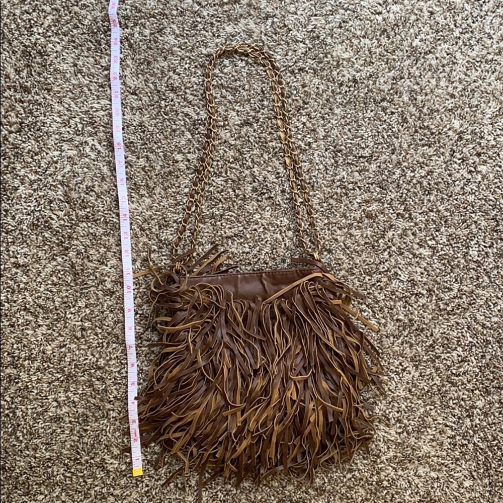 UO boho fringe small adjustable brown p…